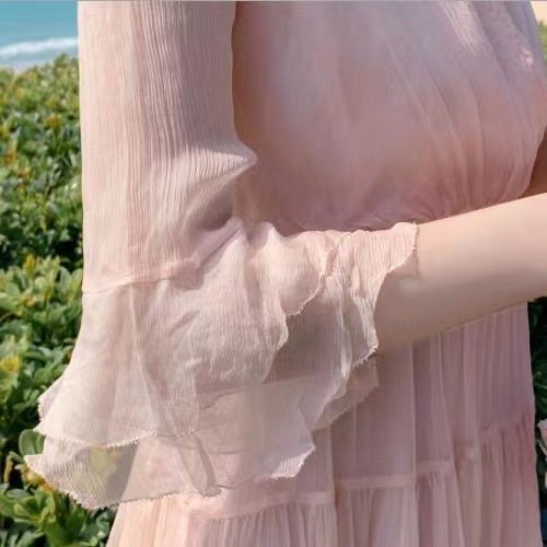 Women's Silk Dress, 2025 New Summer High-End Elegant Fashion, 100% Mulberry Silk, Fairy-like Long Dress